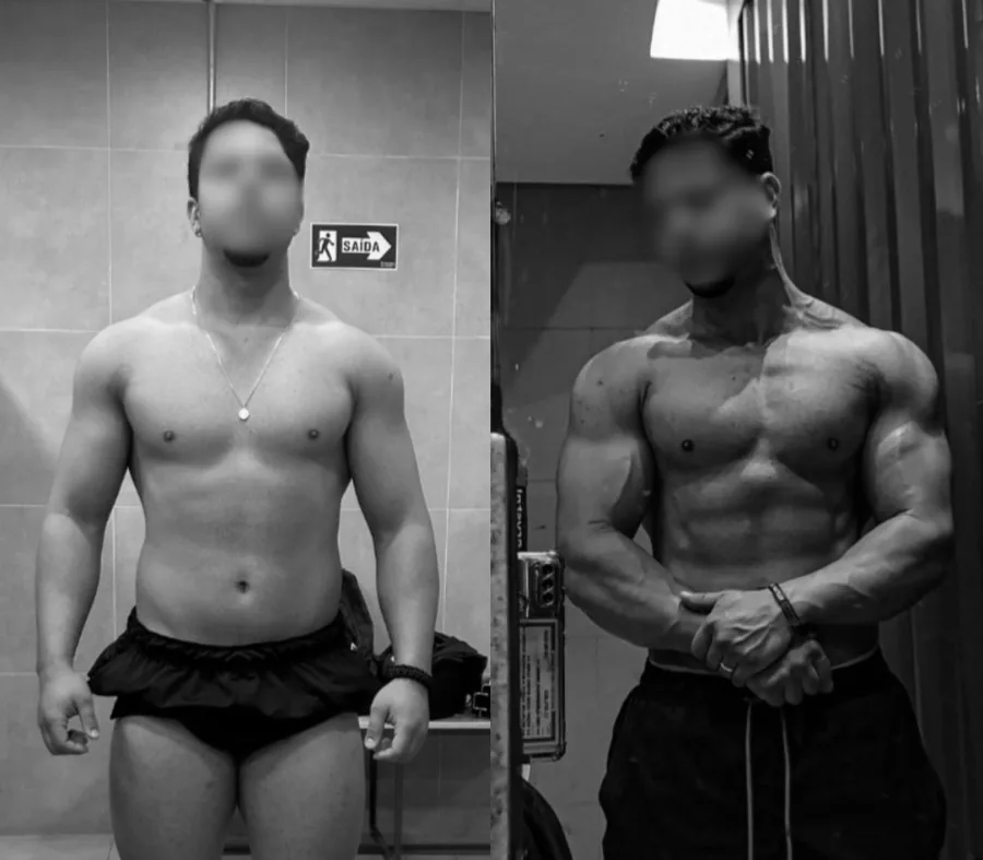 Transformação de aluno — antes e depois